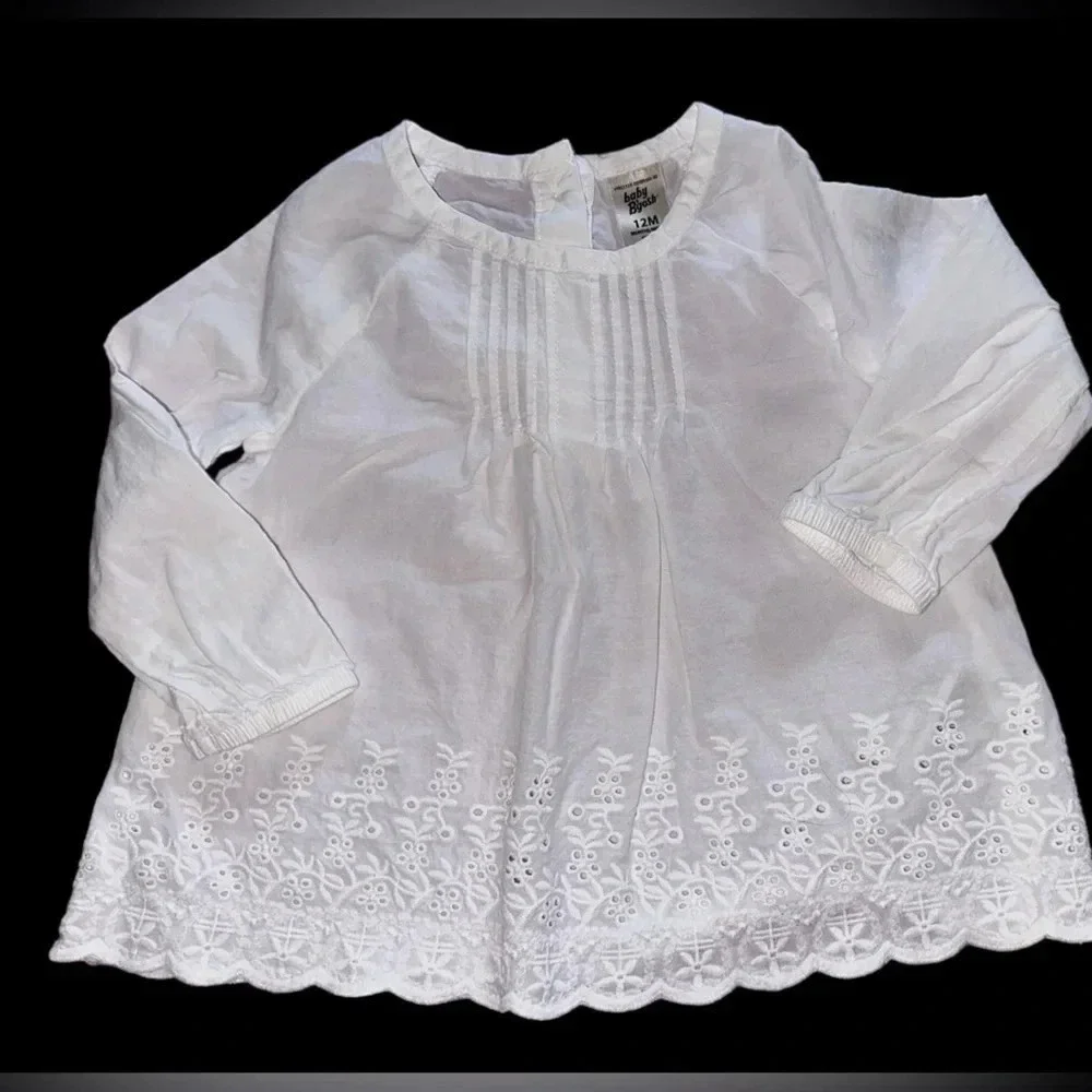 Beautiful baby B’Gosh white top and blue jeans. Size 12m